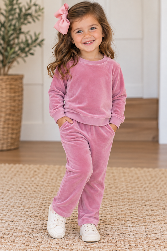 Zaza Dusty Rose Velour Cozy Set