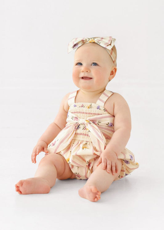 Mabel & Honey  Purple Bouquet Romper