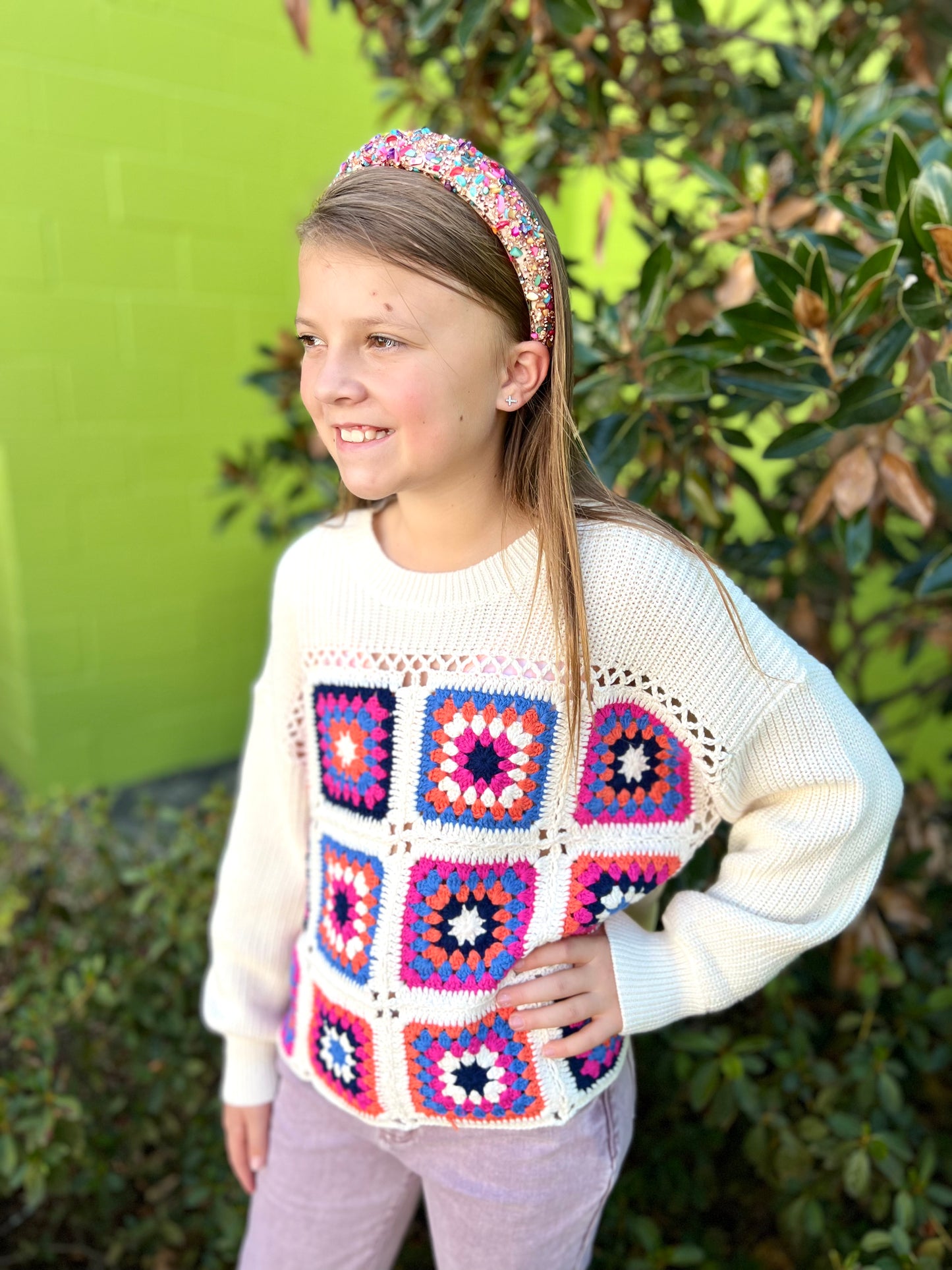 Tween Celebration Crochet Sweater