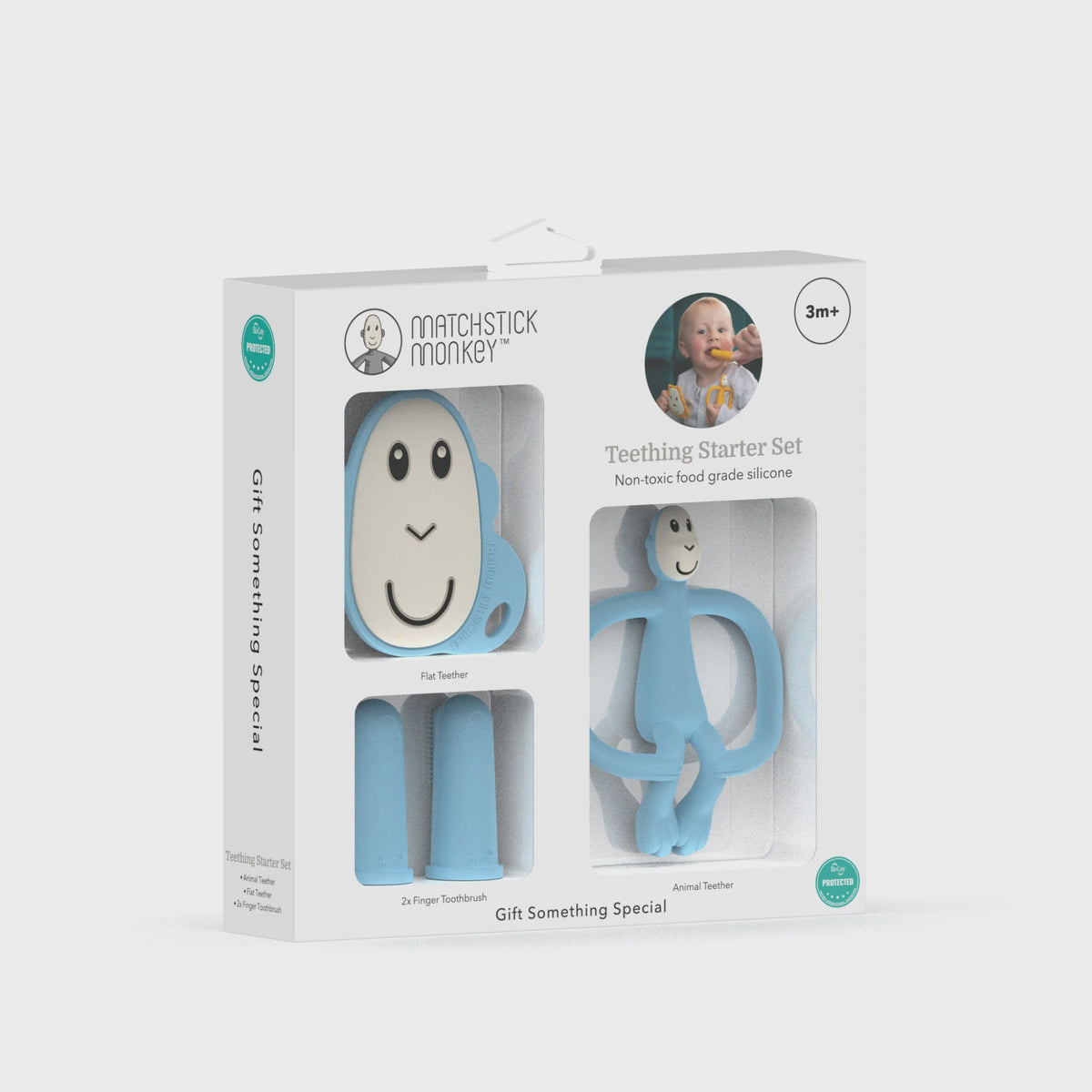 Matchstick Monkey Teething Starter Set -Lt Blue
