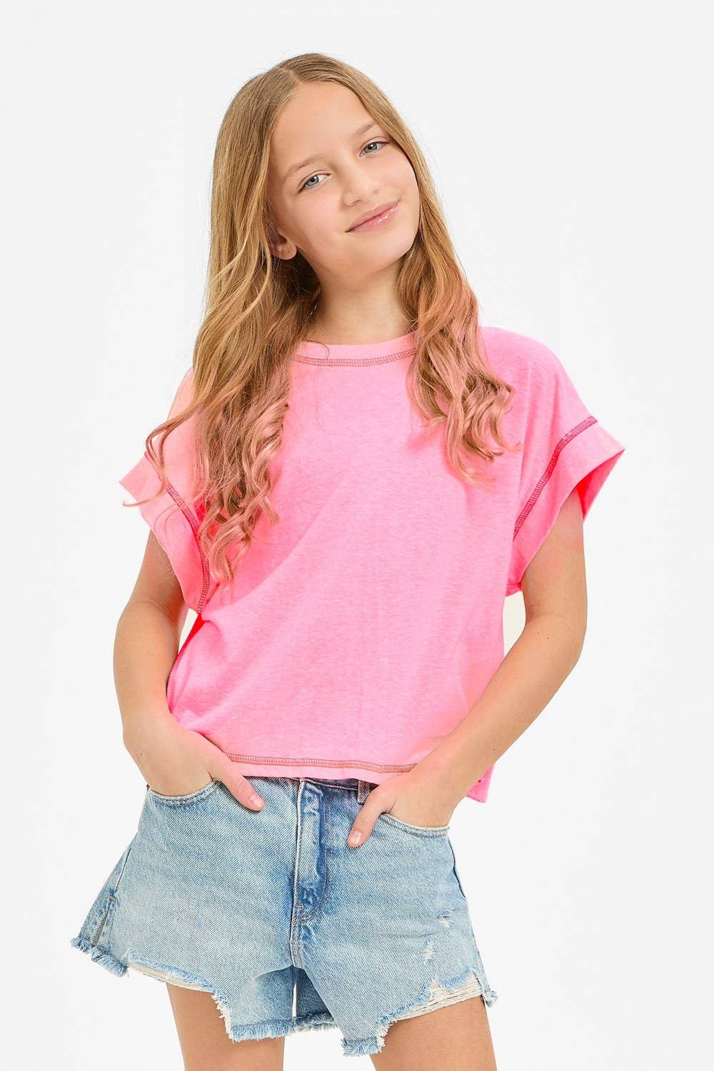 Good Girl Overlap Open Back Top - Neon Pink
