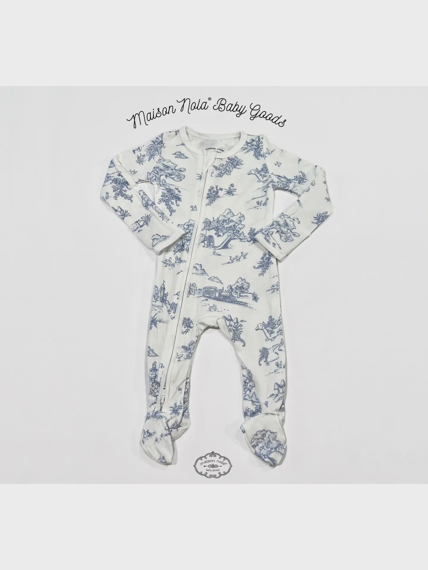 Maison Nola Baby Storyland Toile Zipper Footie