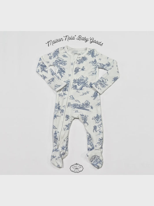 Maison Nola Baby Storyland Toile Zipper Footie