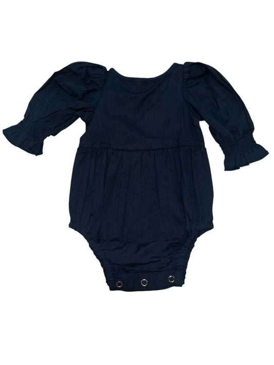 Navy Ruffle LS Bubble