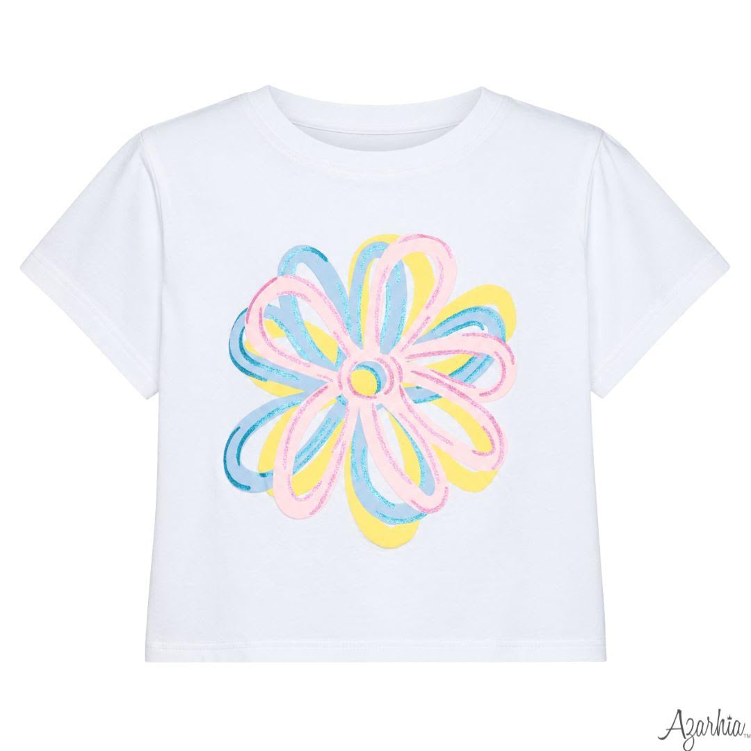 Azarhia Glitter Puffy Graffiti Flowers Tee