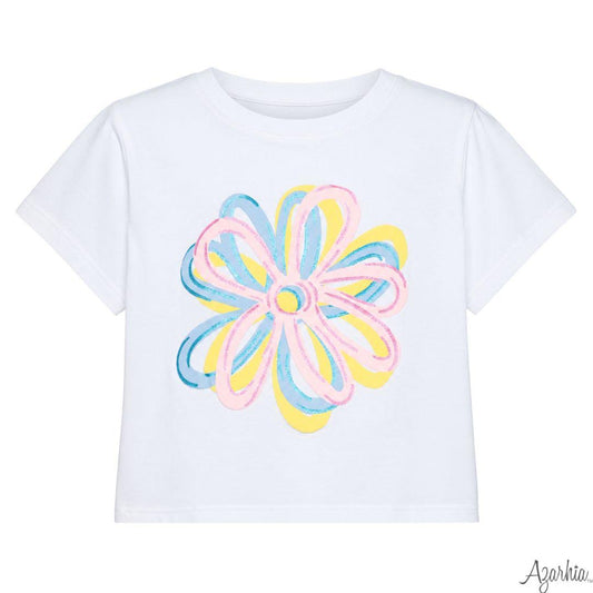 Azarhia Glitter Puffy Graffiti Flowers Tee