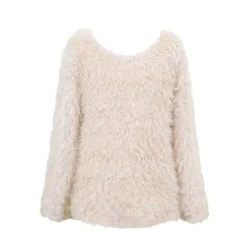 Truly Me Long Sleeve Textured Top w/back Lace-up Tie