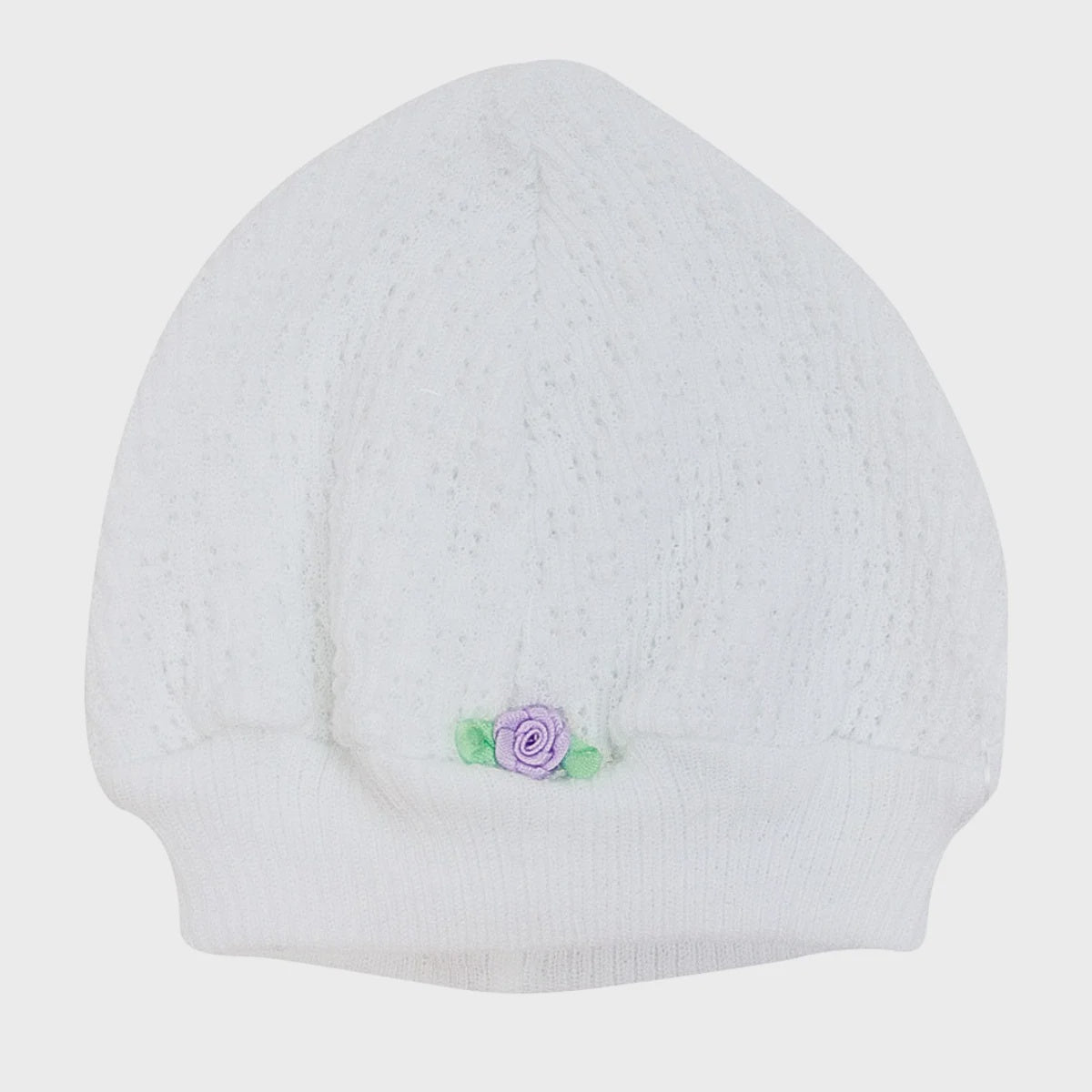 Paty Knit Beanie with Rosette - Lavender