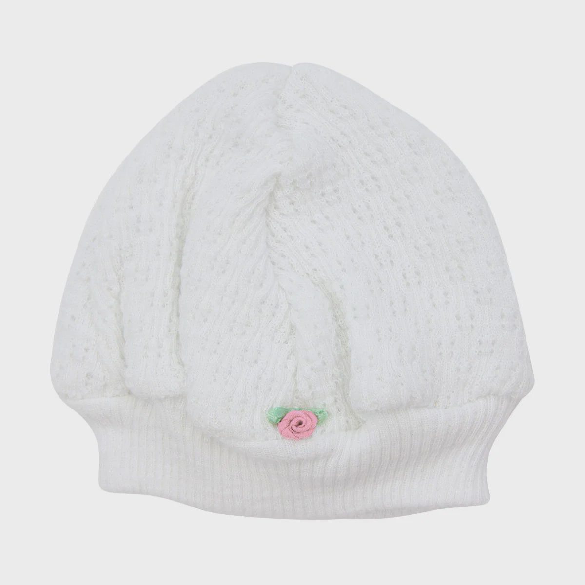 Paty Knit Beanie with Rosette - Pink