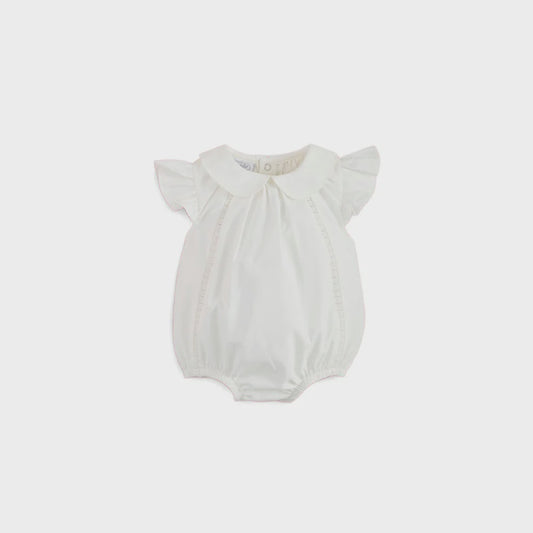 Mud Pie White Collared Poplin Bubble-0/3M