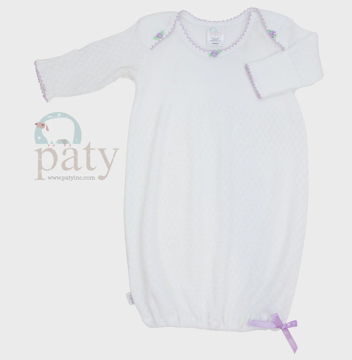Paty Lap  Gown with Lavender Rosettes