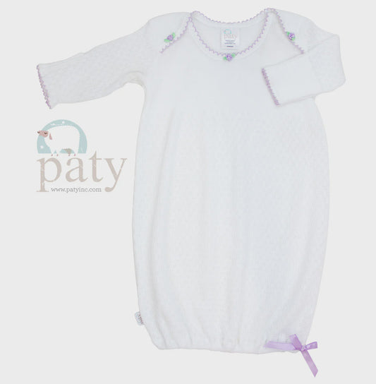 Paty Lap  Gown with Lavender Rosettes