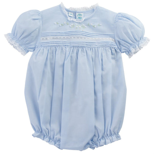 Feltman Brothers Floral Bullions & Lace Romper - Blue