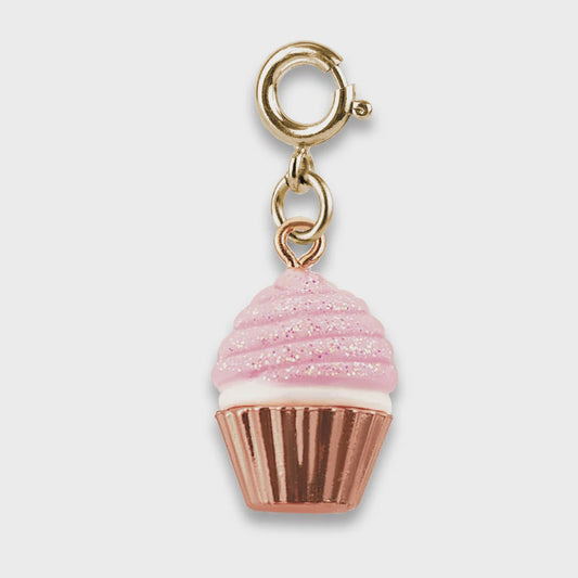 Charm It! Gold Pink Glitter Cupcake Charm