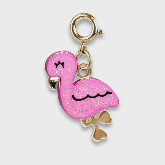 Charm It!  Gold Glitter Flamingo Charm