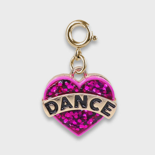 Charm It!  Gold Glitter Dance Heart Charm
