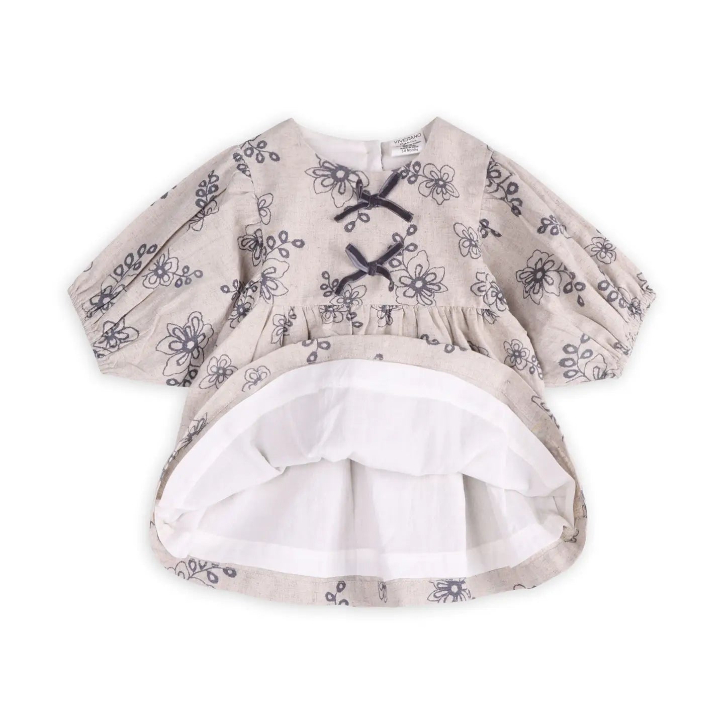 Viverano Theresa Floral Baby Dress With Bows & Bloomer Set