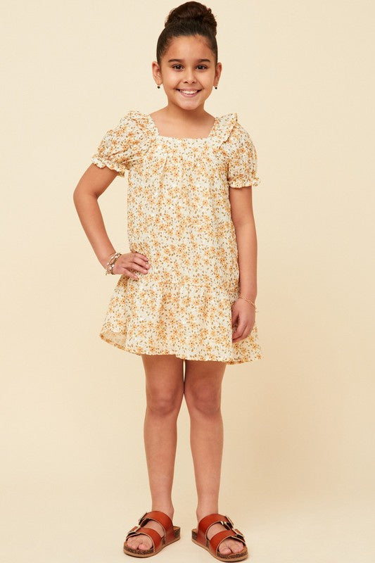 Hayden  Textured Antique Floral Ruffled Mini Dress