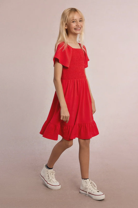 Molly Bracken Flare Sleeve Dress - Red