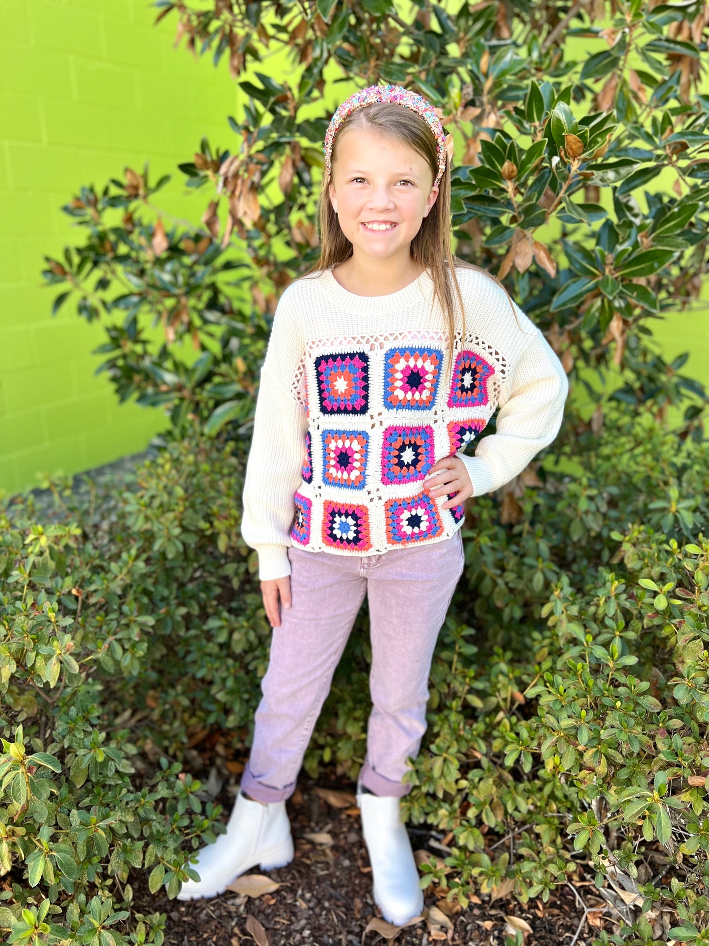 Tween Celebration Crochet Sweater