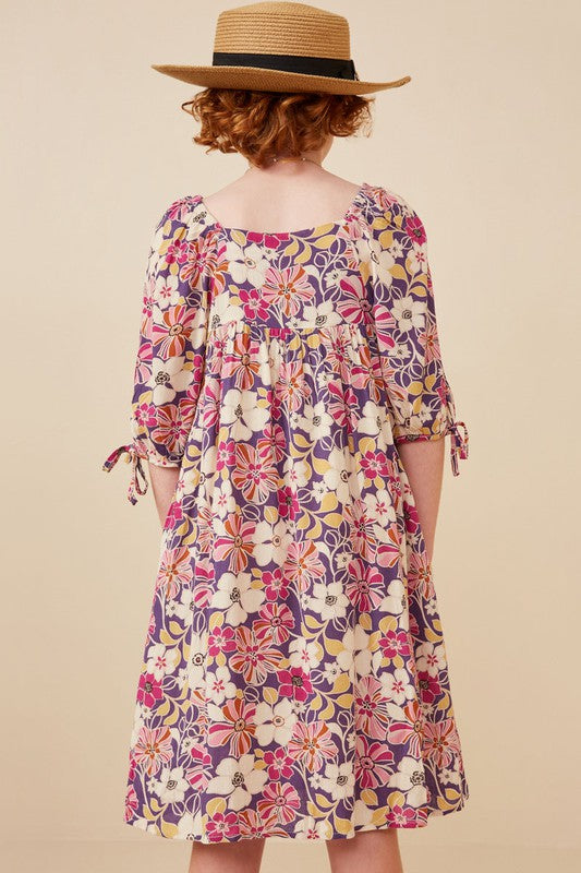 Hayden Girls Floral Print Square Neck Dress