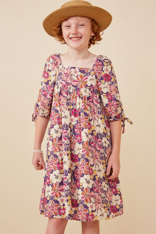 Hayden Girls Floral Print Square Neck Dress