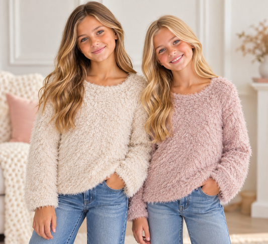 Truly Me Long Sleeve Textured Top w/back Lace-up Tie