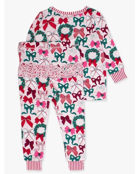 Ruffle Butts Holly Bows L/S PJ Set