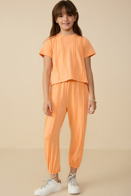 Hayden Girls Raw Edge Peach Jogger