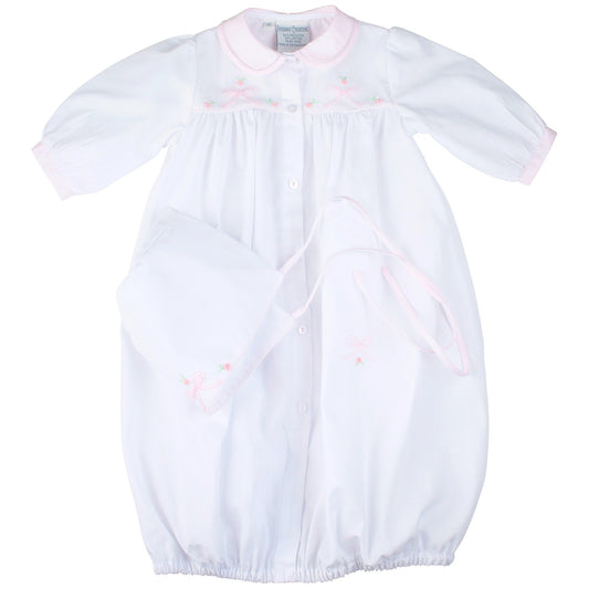 Feltman Brothers Embroidered Bow Daygown with Bonnet - NB