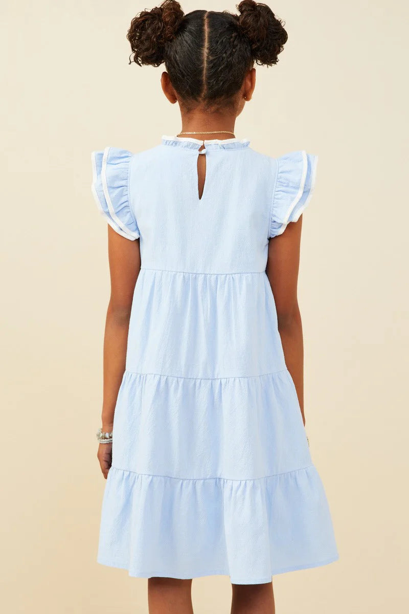 Hayden Girl Contrast Piped Ruffle Dress