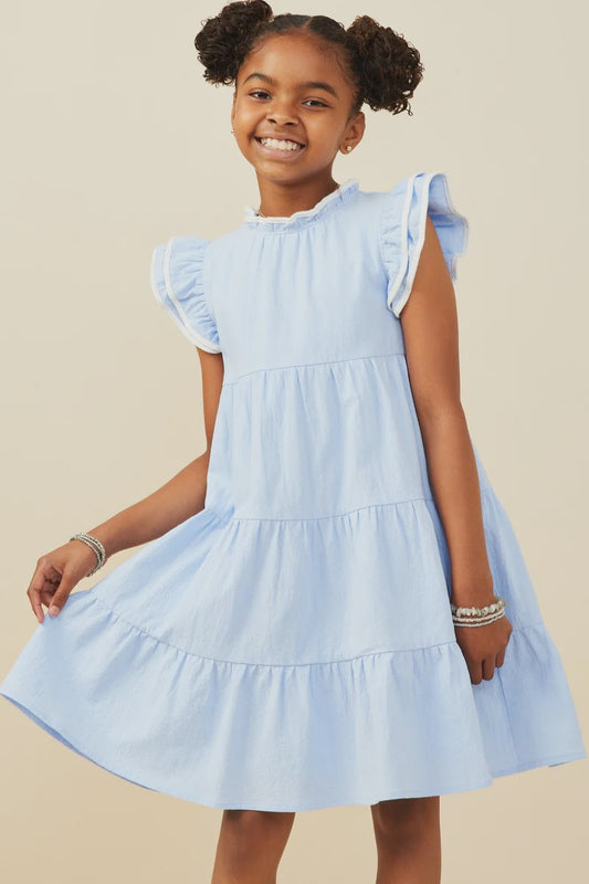 Hayden Girl Contrast Piped Ruffle Dress