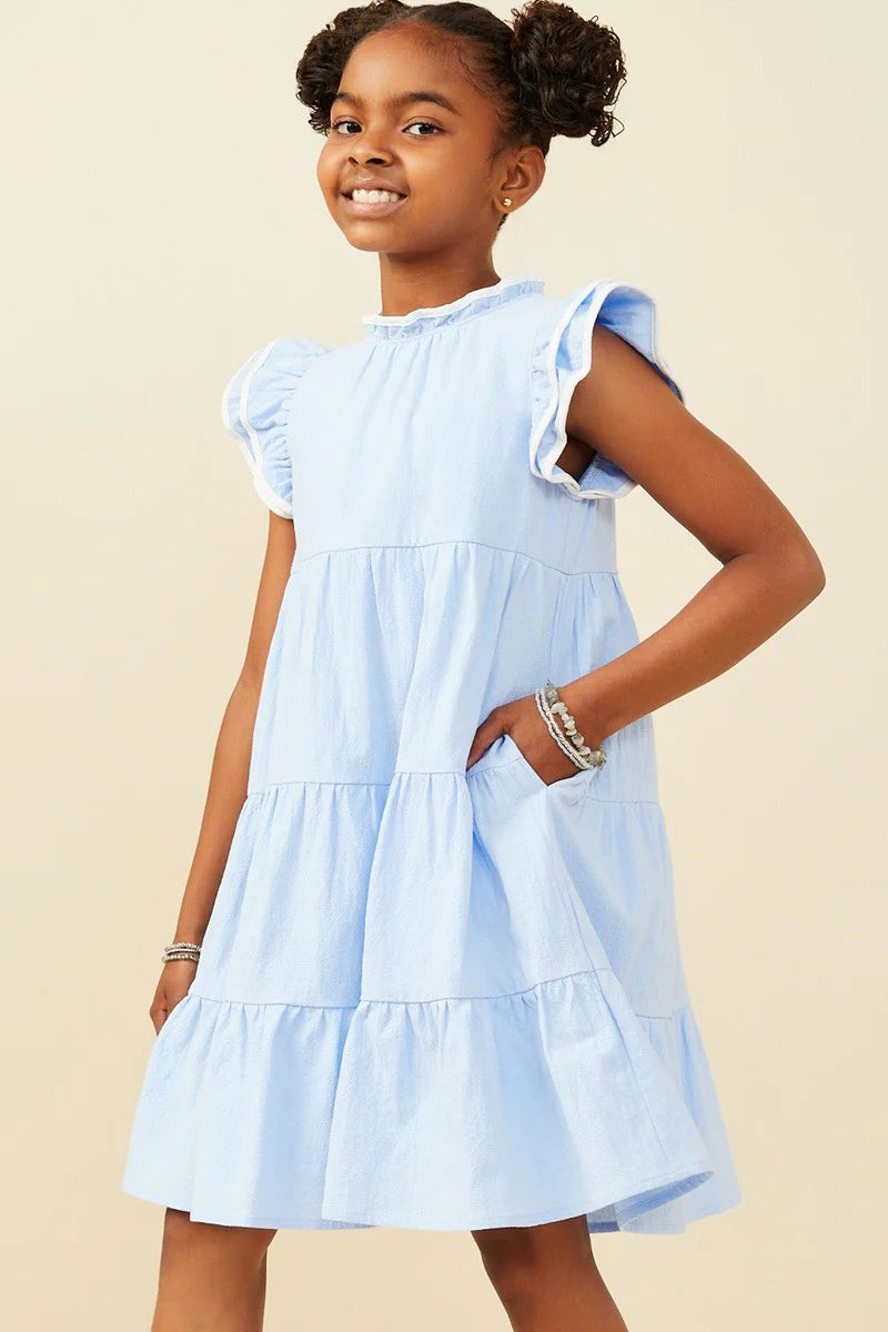 Hayden Girl Contrast Piped Ruffle Dress
