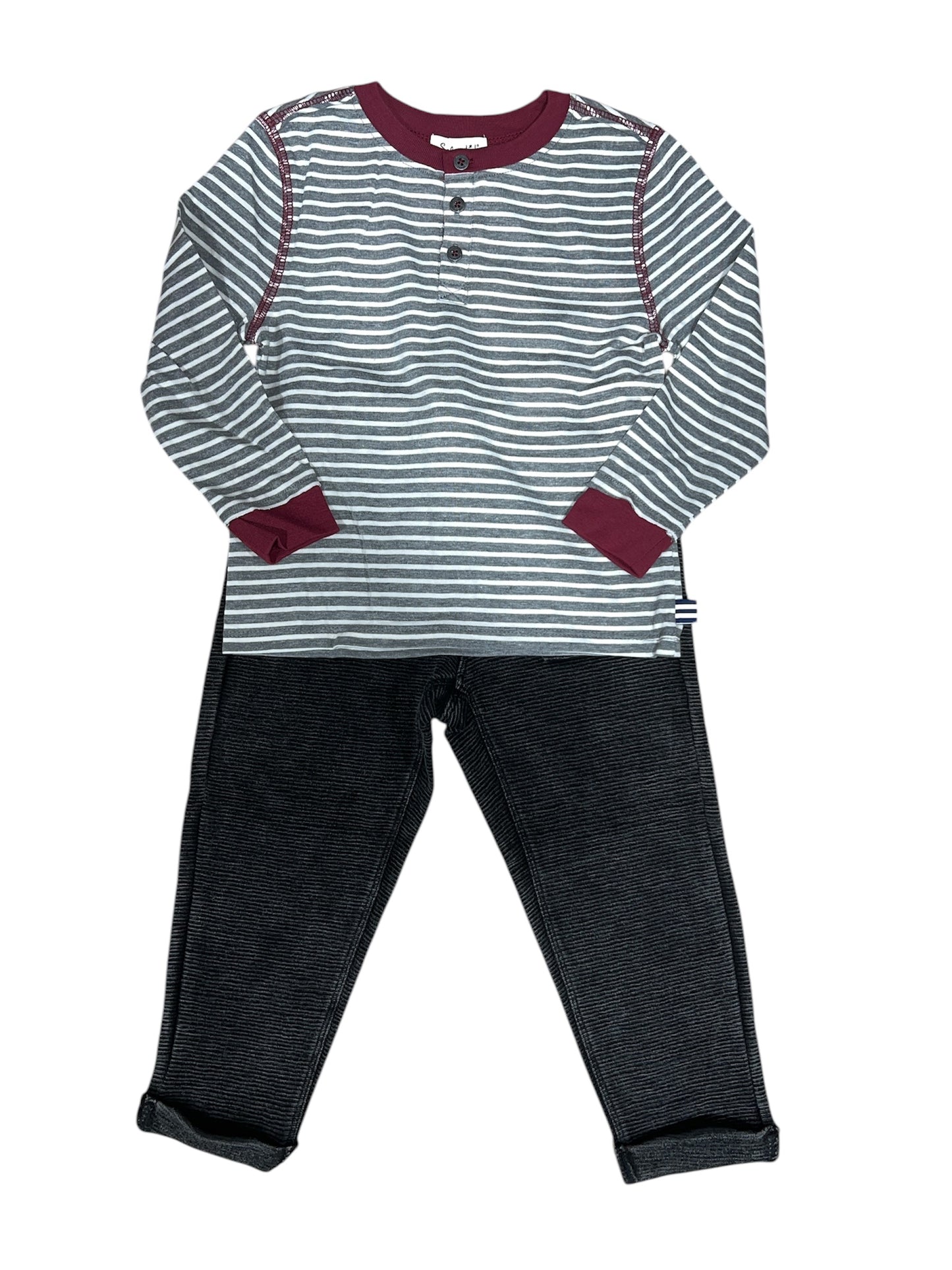 Maroon Striped Pant Set