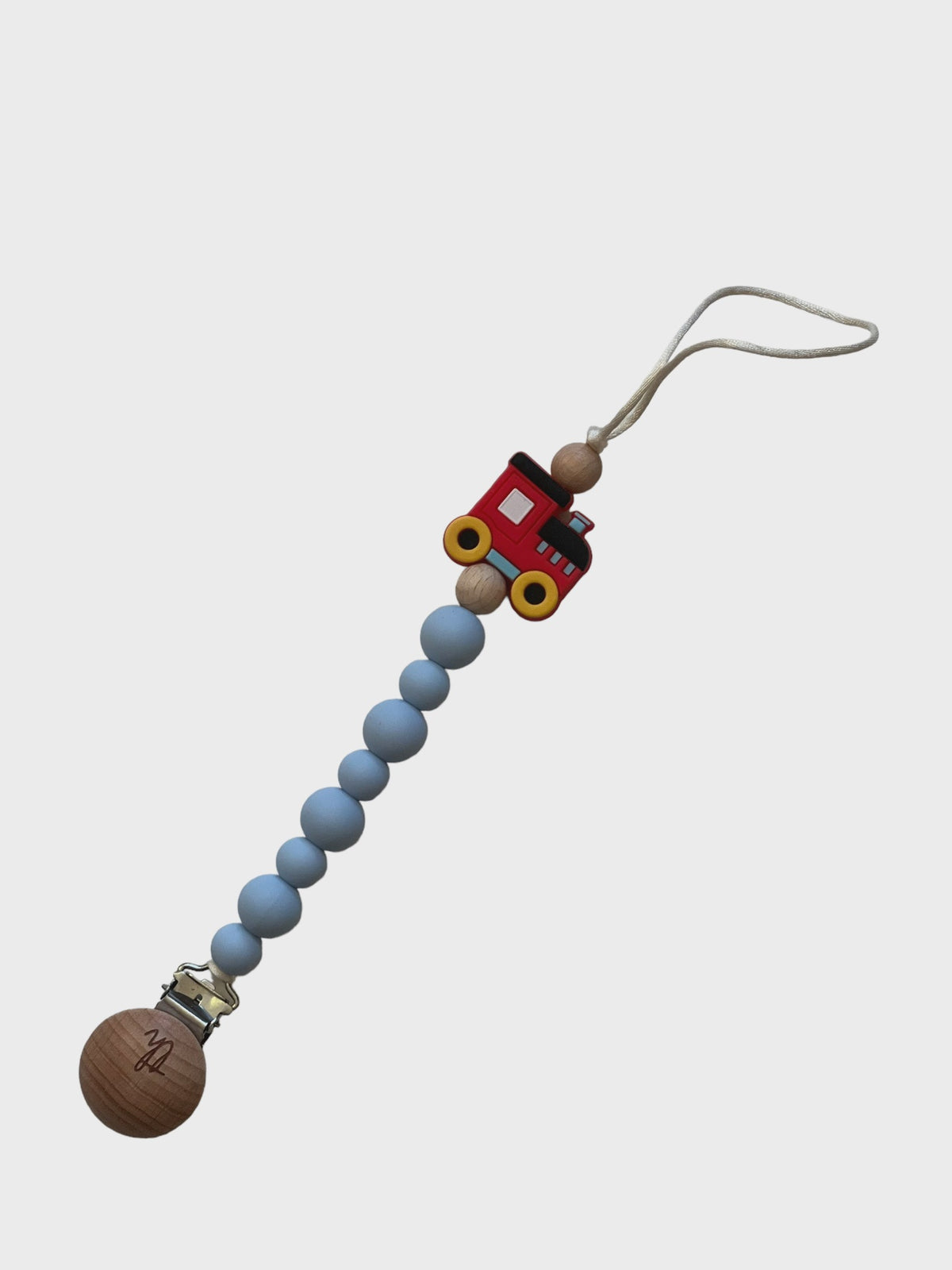 Three Hearts Grande Teether Toy Clip - Train Red