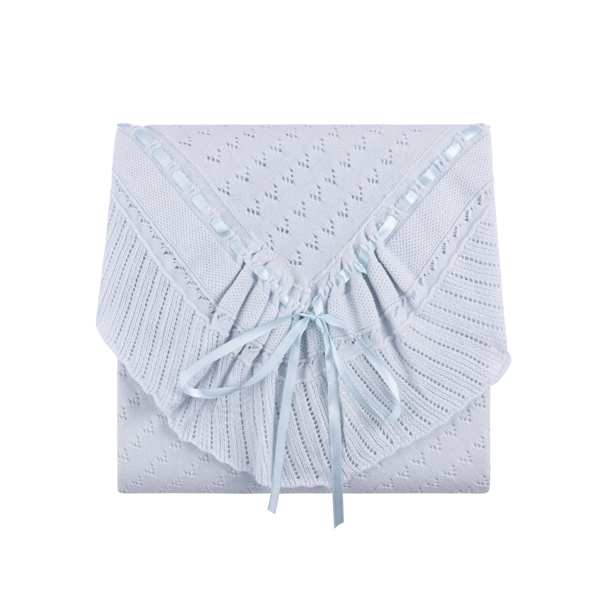 Feltman Brothers Pointelle Knit Ruffle Blanket - Blue