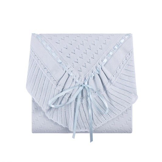 Feltman Brothers Pointelle Knit Ruffle Blanket - Blue