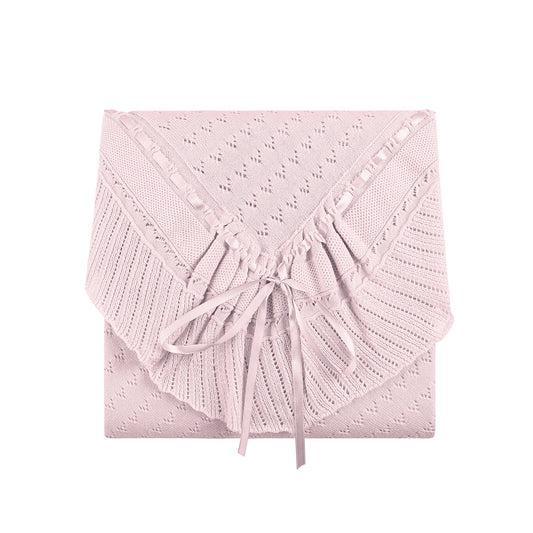 Feltman Brothers Pointelle Knit Ruffle Blanket - Pink