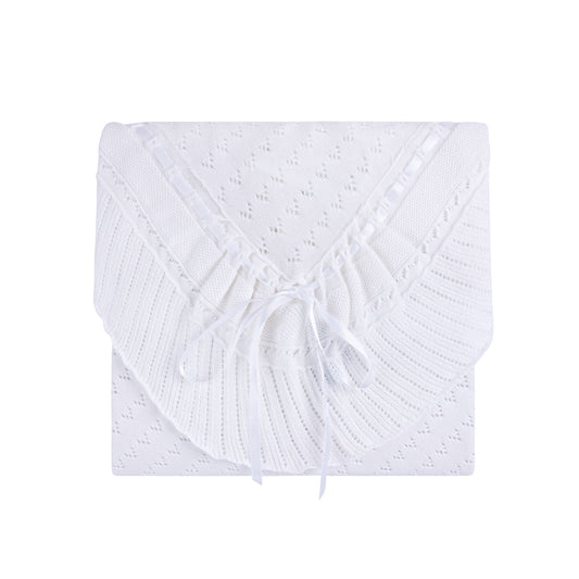 Feltman Brothers Pointelle Knit Ruffle Blanket - White