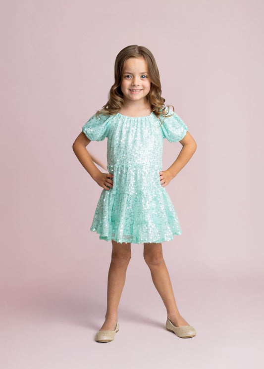 Isobella & Chloe Teal Twinkle Dress