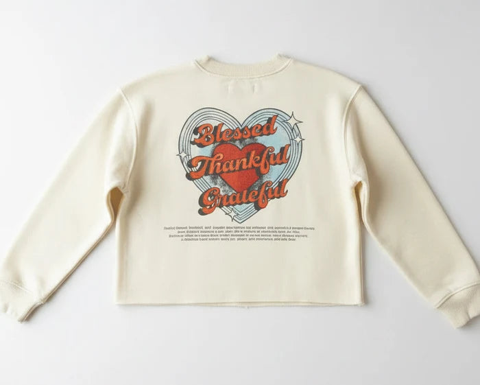 Paper Flower Forever Grateful Back Graphic Sweatshirt