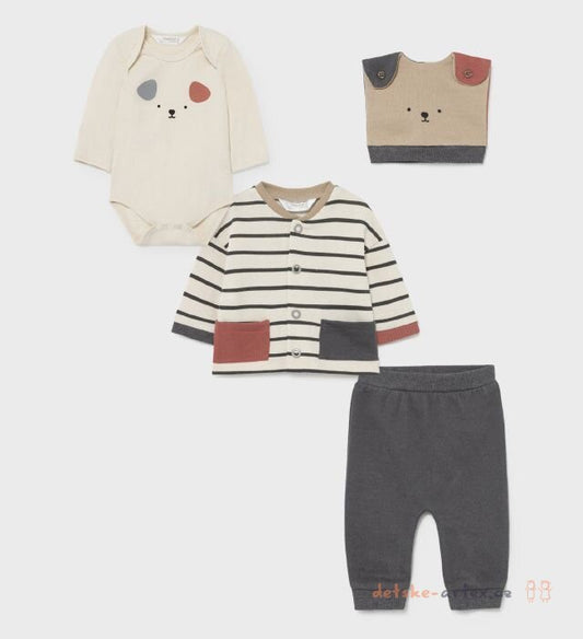 Mayoral 4 Pc Pant Set - Grey and Cream