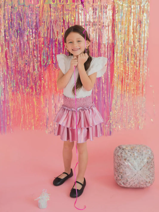 Ollie Jay Ruffle Skort Pink Lame'
