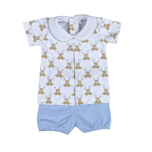 Baby Loren Teddy Bear Diaper Cover Set - Blue