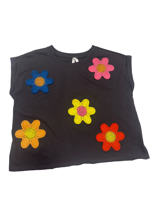 Crochet Flowers Sleeveless Shirt