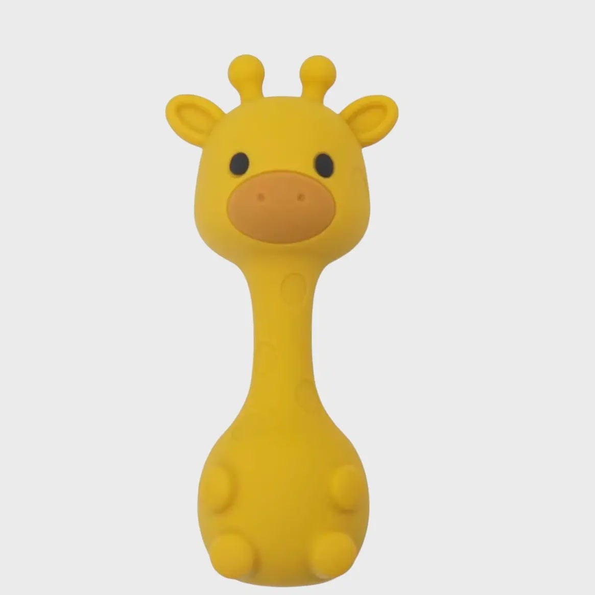 Three Hearts BPA All silicone Giraffe Rattle - Mustard