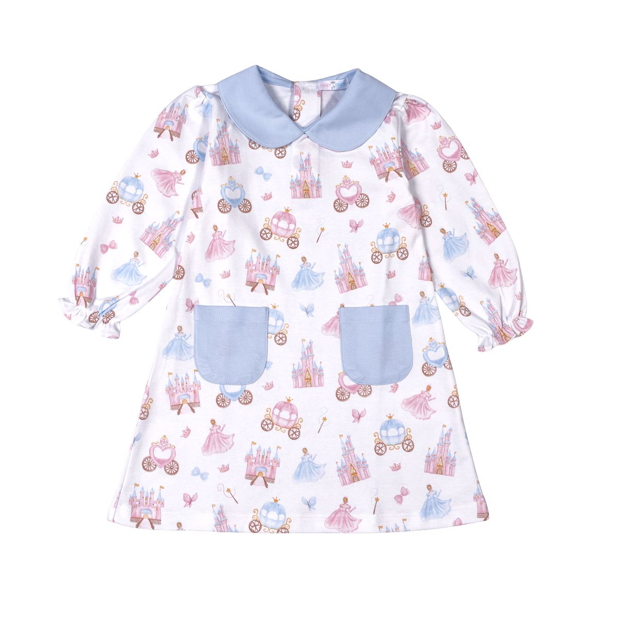 Baby Loren Princess and Castles Floral Pima Collar Dress