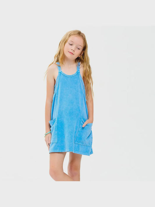 Good Girl Mineral Washed Mini Dress - Blue
