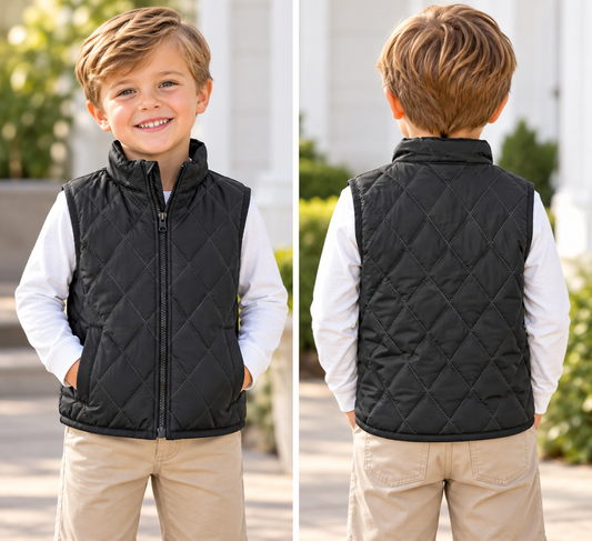 American Fit Quilted Vest - Black
