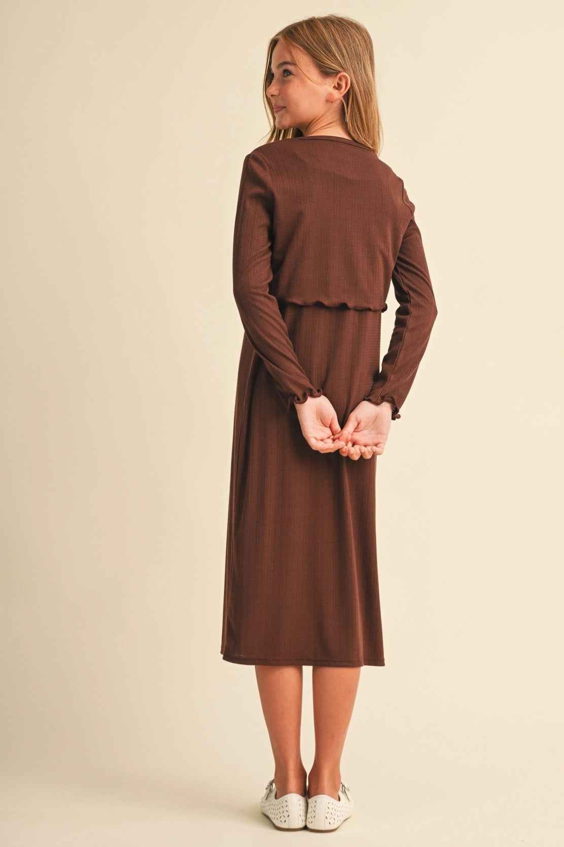 Heart & Arrow Cardi Midi Dress - Brown
